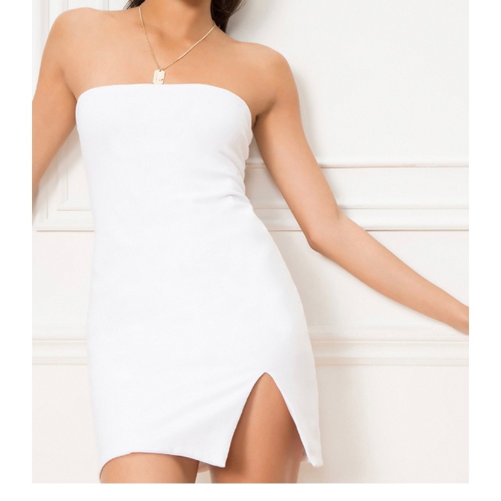 White strapless dress